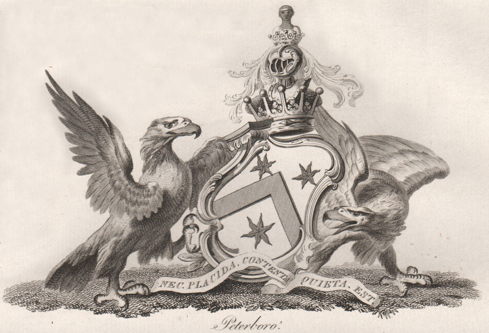 PETERBORO. Coat of Arms. Heraldry 1790 old antique vintage print picture
